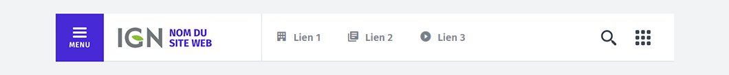 Header - Variation de liens avec des icônes - Univers Professionnel