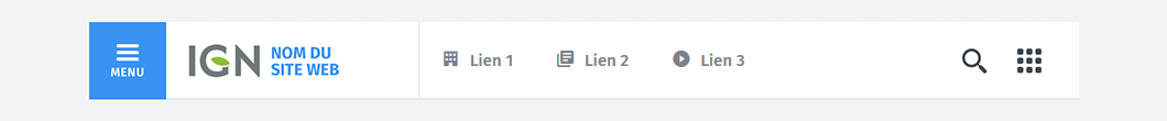 Header - Variation de liens avec des icônes - Univers Carto