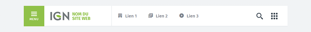 Header - Variation de liens avec des icônes - Univers Institut