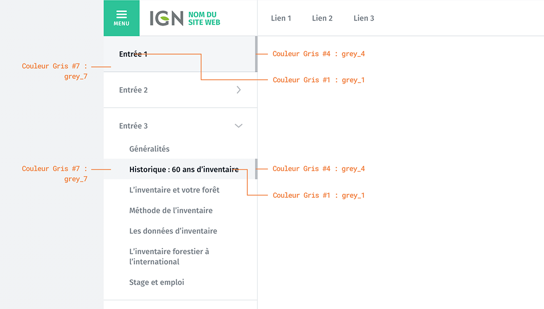 Couleurs de survol et éléments actifs - Etat : Hover