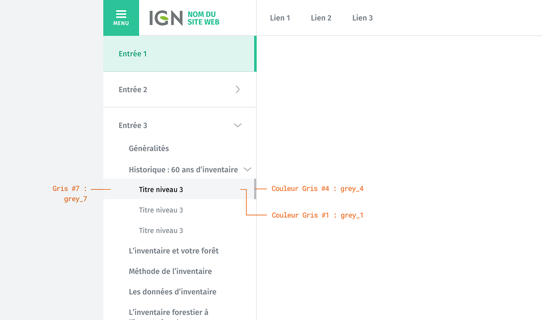 Sous navigation - Niveau 3 - Etat : Hover