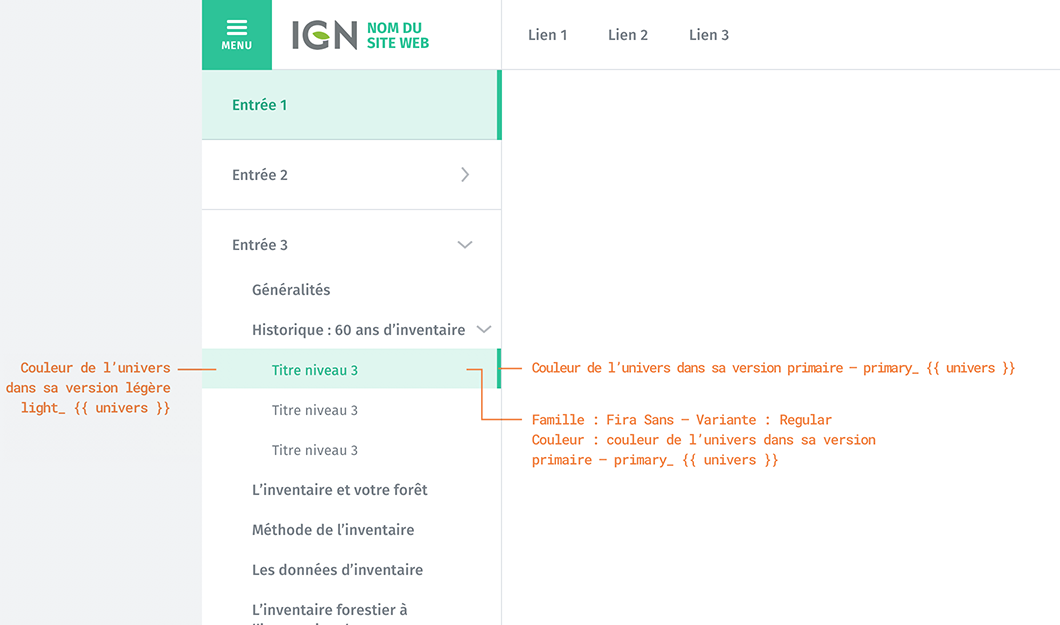 Sous navigation - Niveau 3 - Etat : Actif